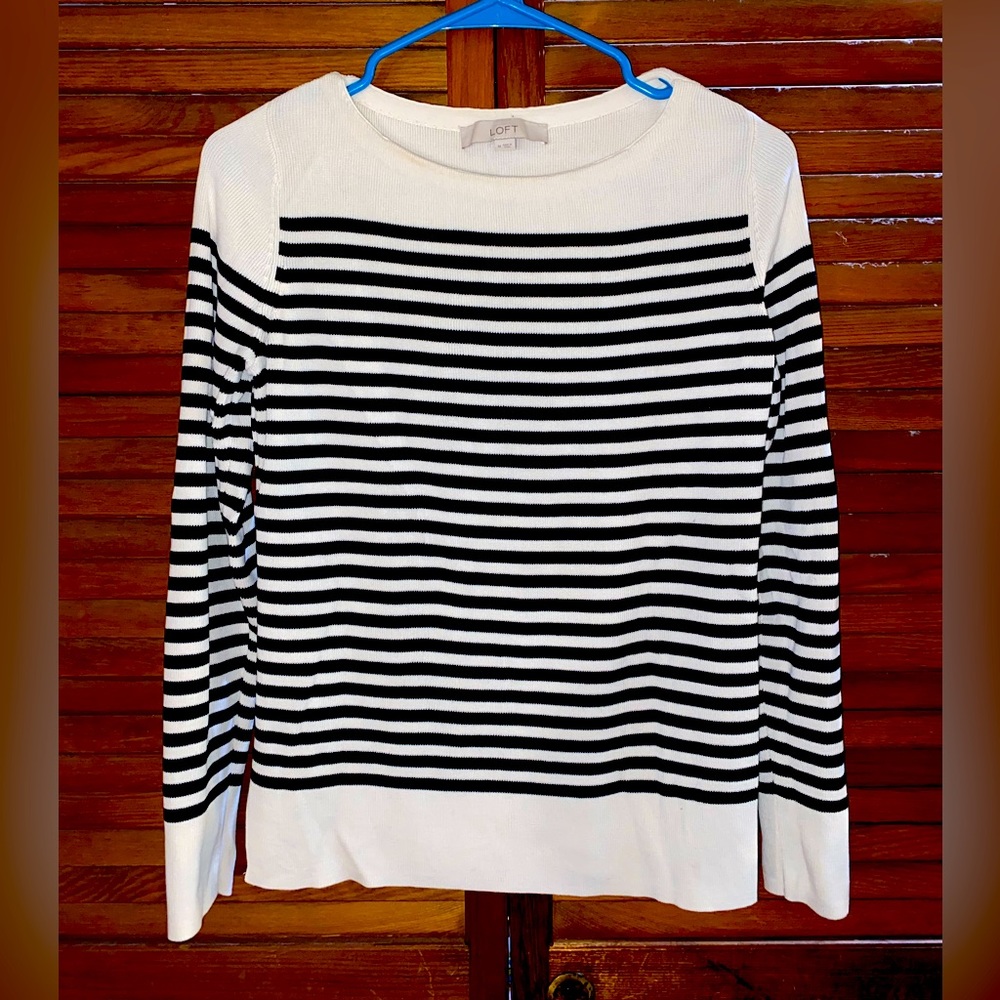 Loft Black and white striped sweater